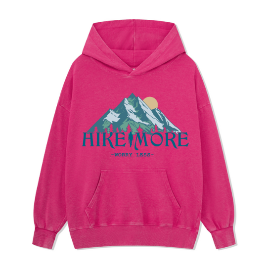 Hike More Front-printed Washed Hoodie