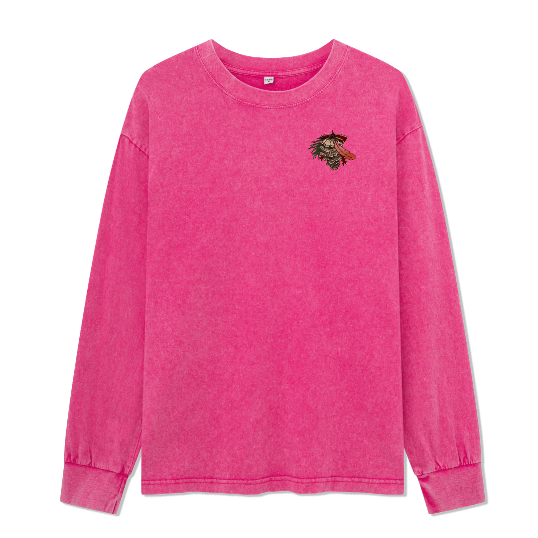 Christmas Cardinal Washed Long Sleeve Top