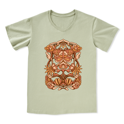 Spring Butterfly Front-printed V-neck Tee