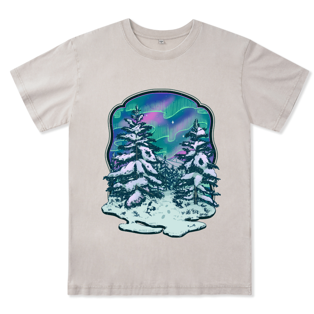 Winter Aurora Front-printed Washed Tee
