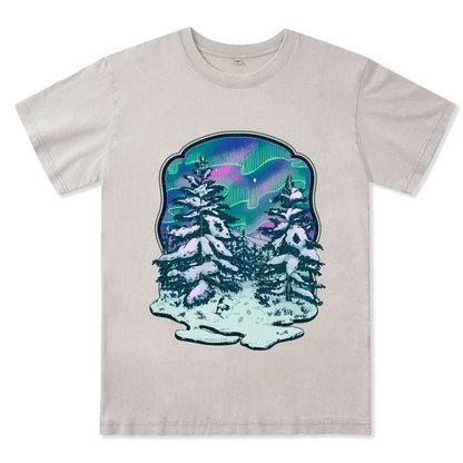 Winter Aurora Front-printed Washed Tee