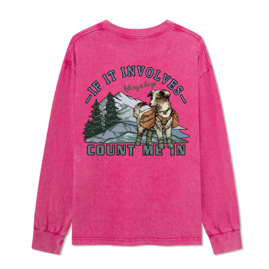 Hiking & Dogs Adventure Washed Long Sleeve Top