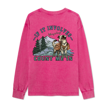 Hiking & Dogs Adventure Washed Long Sleeve Top