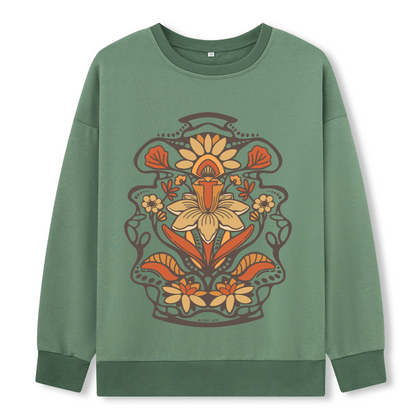 Spring Flower Front-printed Sweatshirt