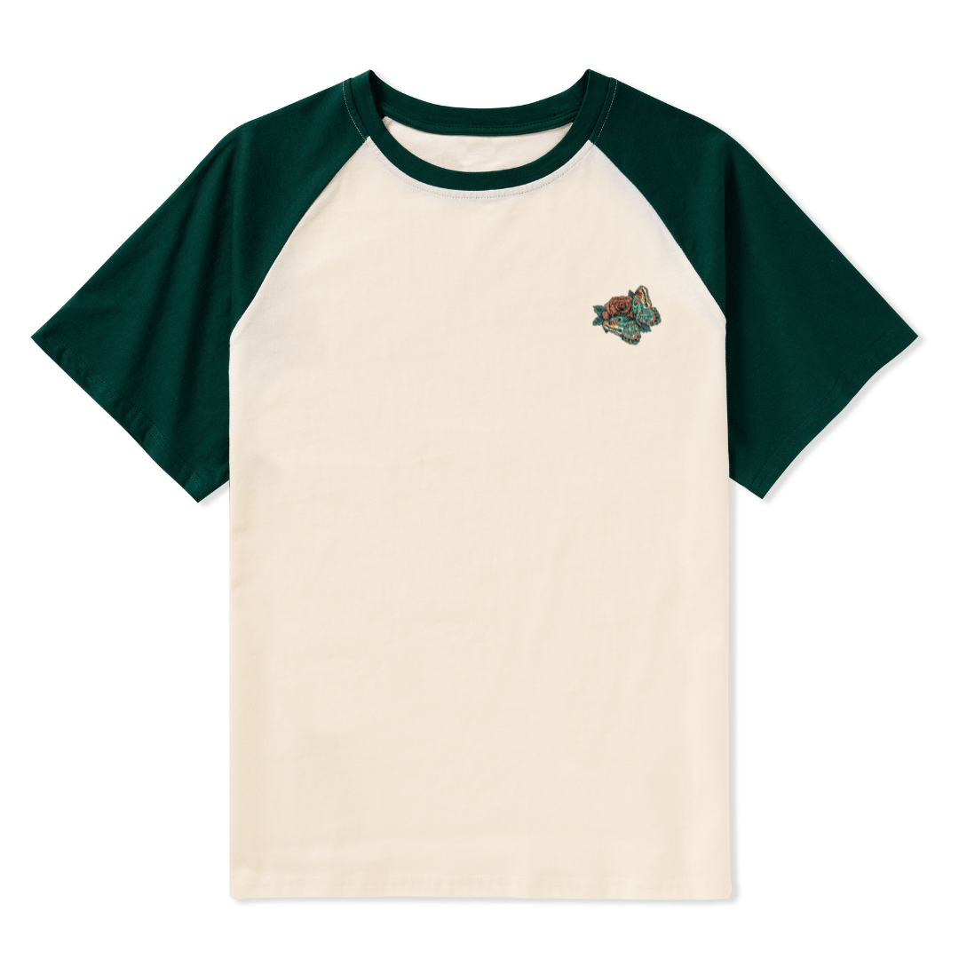 Floral Skull Raglan Short Sleeve Top