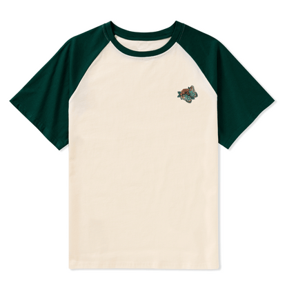 Floral Skull Raglan Short Sleeve Top