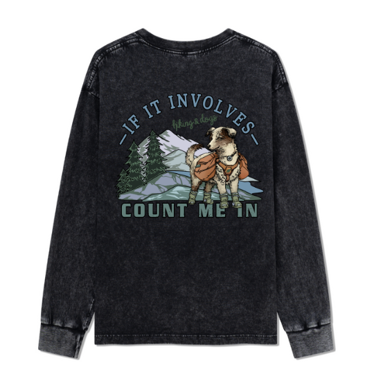 Hiking & Dogs Adventure Washed Long Sleeve Top