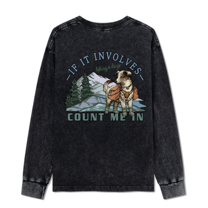 Hiking & Dogs Adventure Washed Long Sleeve Top