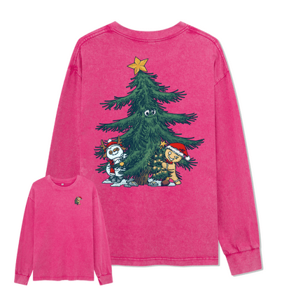 Merry Christmas Washed Long Sleeve Top