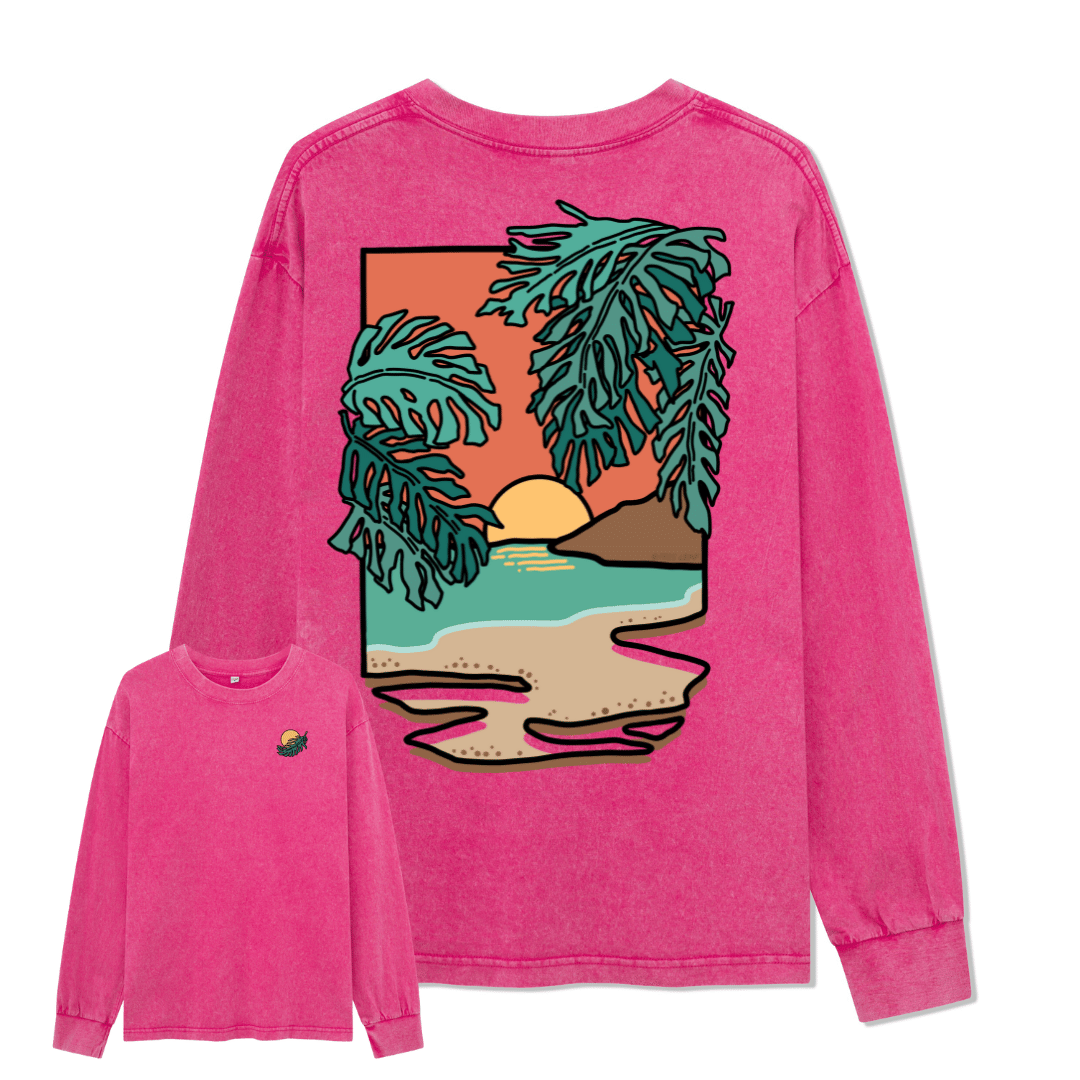 Hawaiian Vacation Washed Long Sleeve Top