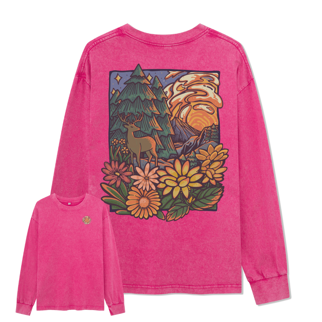 Wander In The Forest Washed Long Sleeve Top