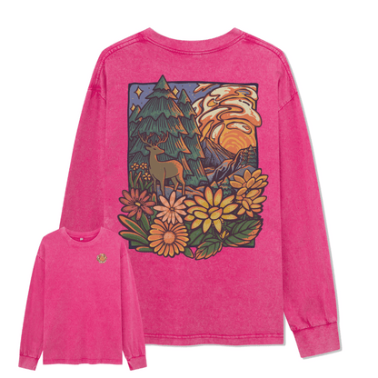 Wander In The Forest Washed Long Sleeve Top