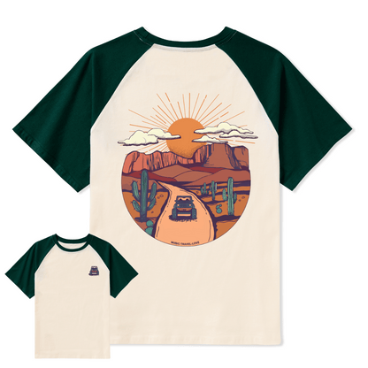 Go Hiking With Music Raglan Short Sleeve Top