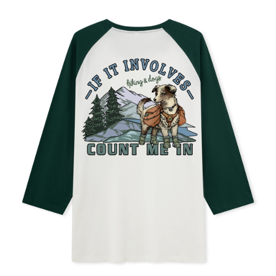 Hiking & Dogs Adventure Raglan Long Sleeve Top