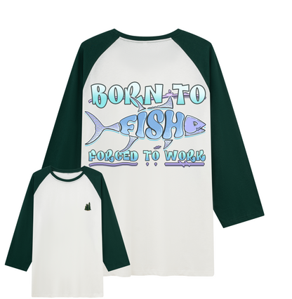 Born To Fish Raglan Long Sleeve Tops