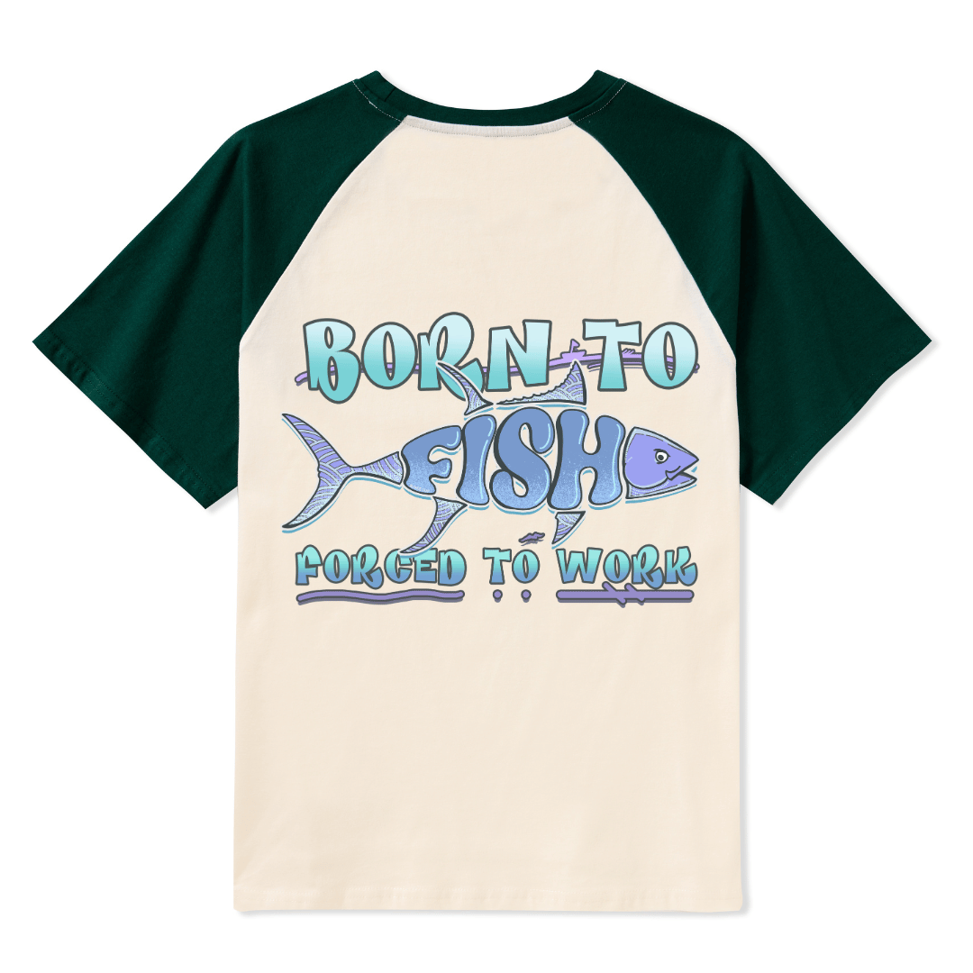 Born To Fish Raglan Short Sleeve Top