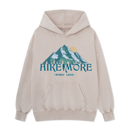 Hike More Front-printed Washed Hoodie