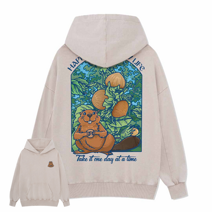 Happy Mind Happy Life Washed Hoodie