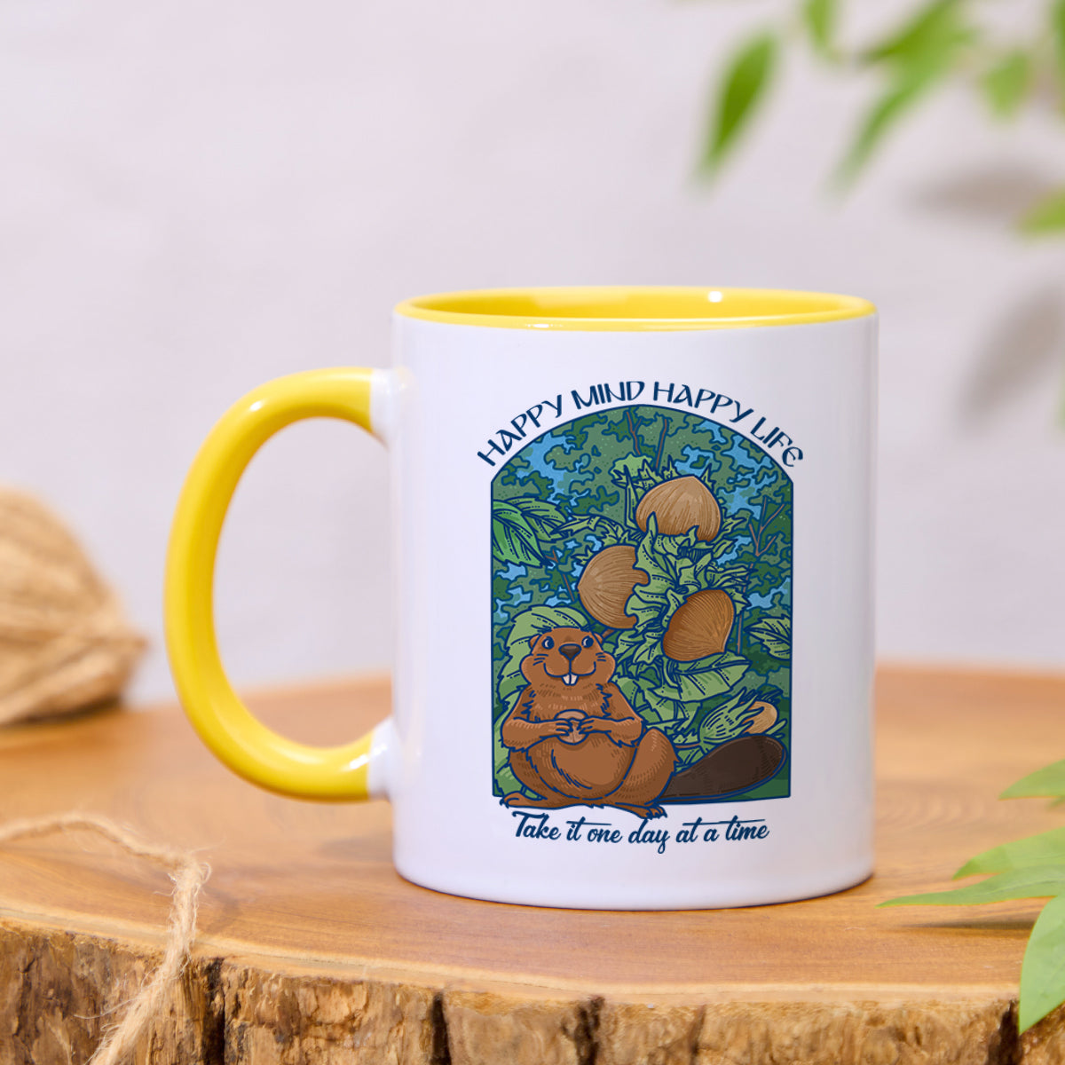 Freeleaf Mind Happy Life Colorful Ceramic Mug