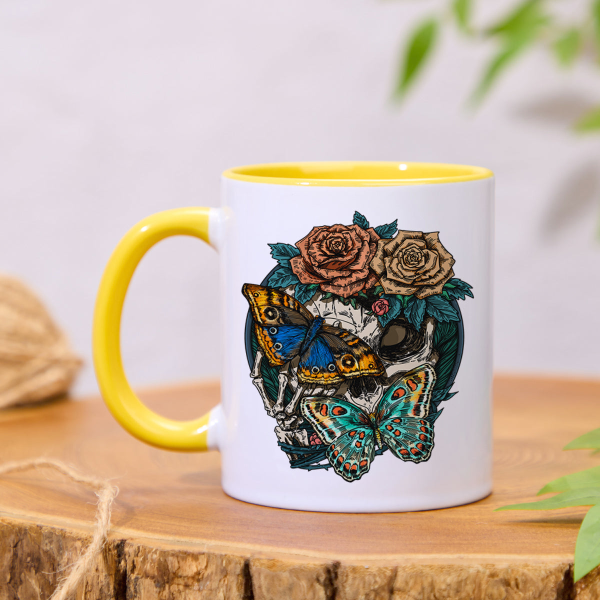 FreeleafFloral Skull Colorful Ceramic Mug