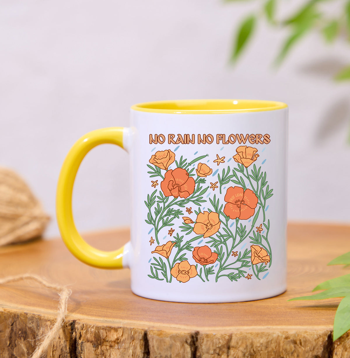 Freeleaf No Rain No Flowers Colorful Ceramic Mug
