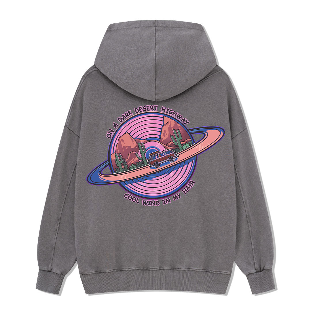 On A Dark Desert Highway Washed Hoodie