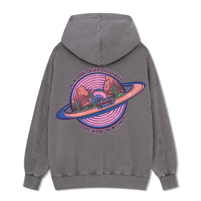 On A Dark Desert Highway Washed Hoodie