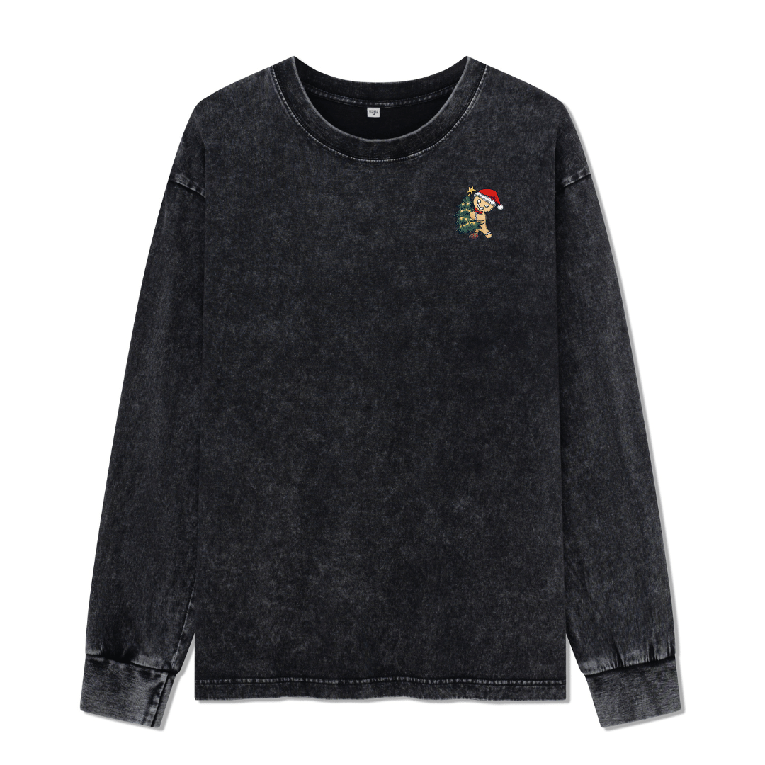 Merry Christmas Washed Long Sleeve Top