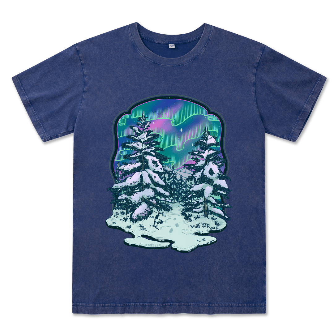 Winter Aurora Front-printed Washed Tee
