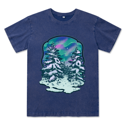 Winter Aurora Front-printed Washed Tee