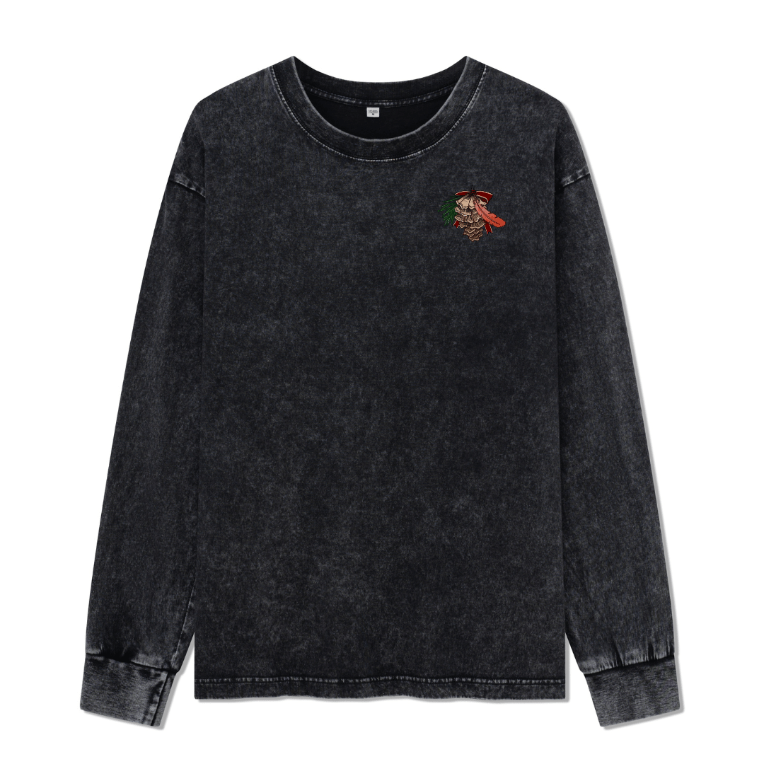Christmas Cardinal Washed Long Sleeve Top