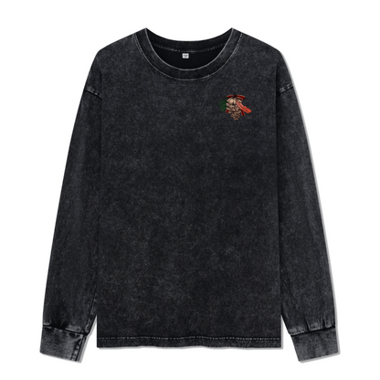 Christmas Cardinal Washed Long Sleeve Top
