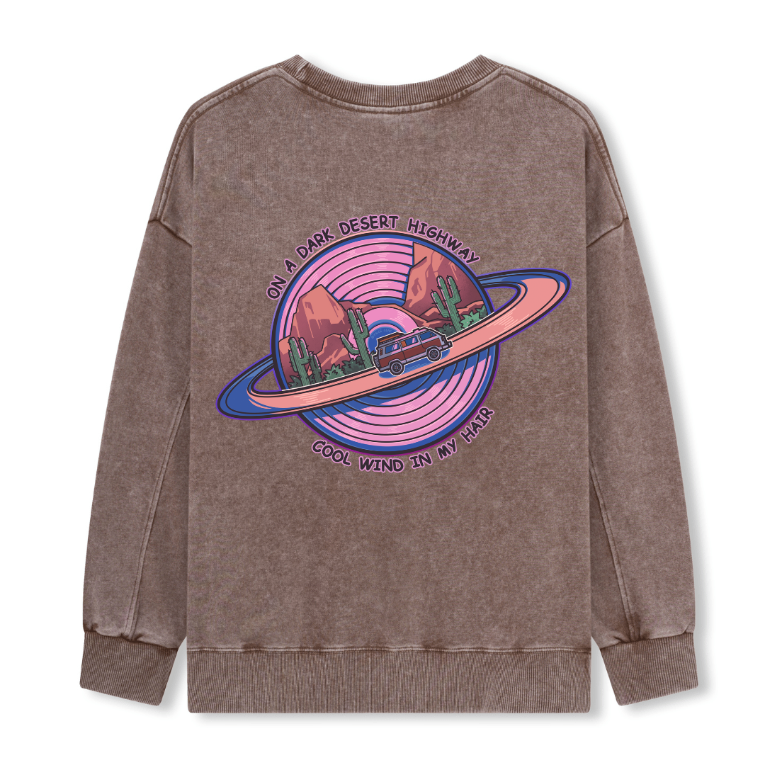On A Dark Desert Highway Washed Sweatshirt