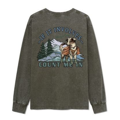 Hiking & Dogs Adventure Washed Long Sleeve Top