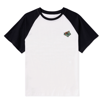 Floral Skull Raglan Short Sleeve Top