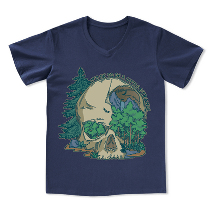 Skull Mountain Front-printed V-neck Tee