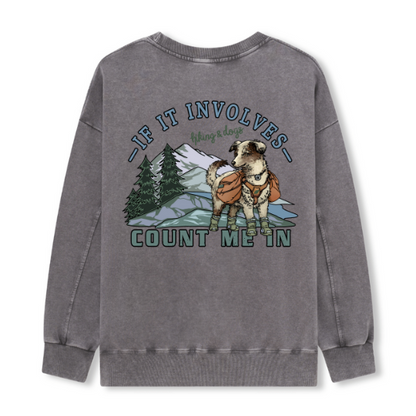 Hiking & Dogs Adventure Washed Sweatshirt