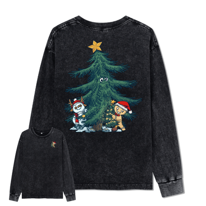 Merry Christmas Washed Long Sleeve Top