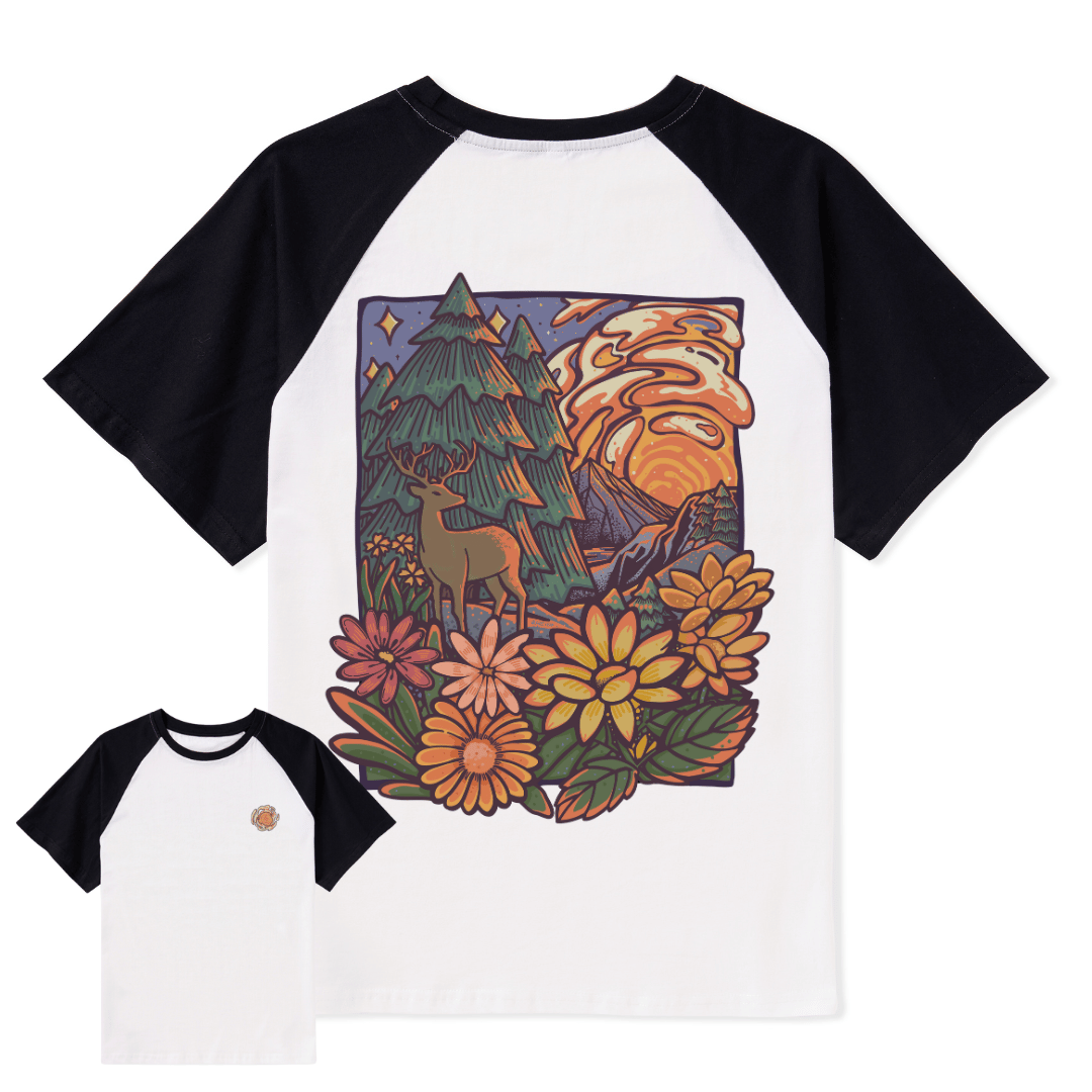 Wander In The Forest Raglan Short Sleeve Top
