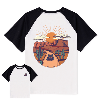 Go Hiking With Music Raglan Short Sleeve Top