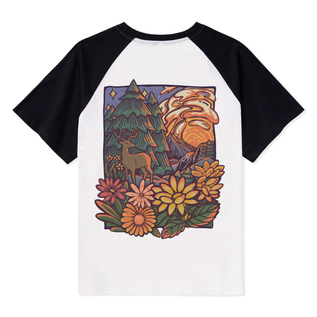 Wander In The Forest Raglan Short Sleeve Top