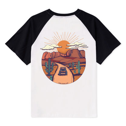 Go Hiking With Music Raglan Short Sleeve Top