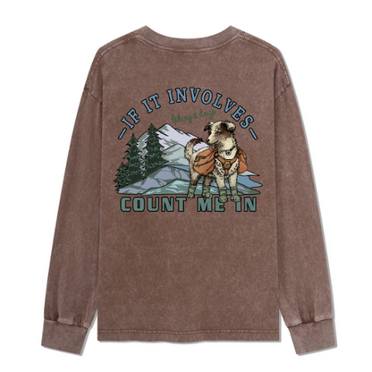 Hiking & Dogs Adventure Washed Long Sleeve Top