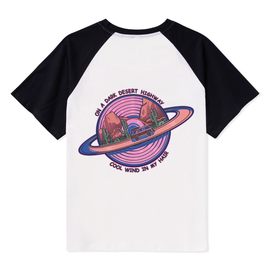 On A Dark Desert Highway Raglan Short Sleeve Top