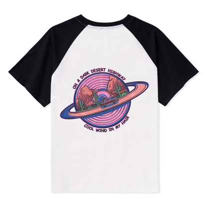 On A Dark Desert Highway Raglan Short Sleeve Top