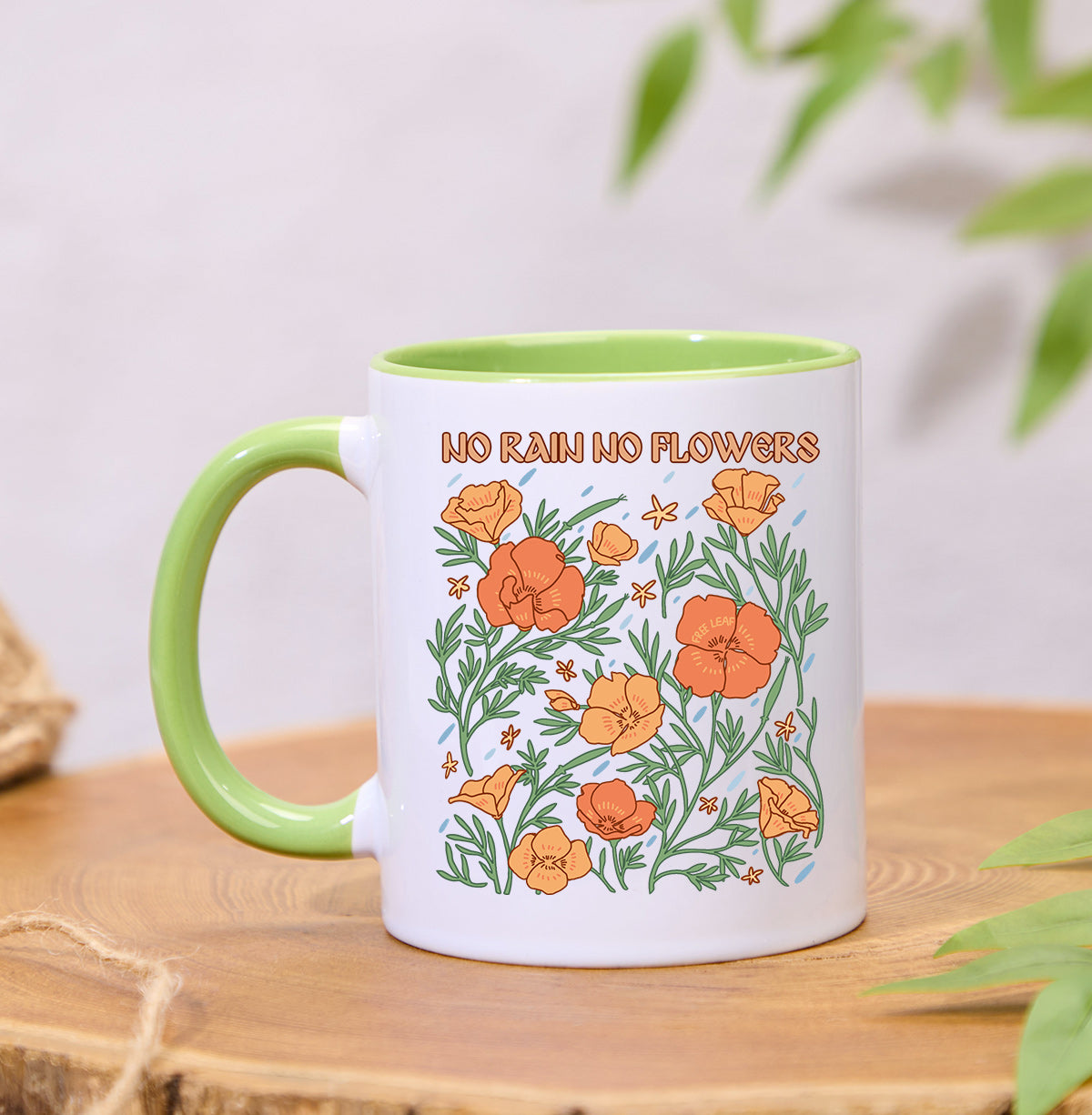 Freeleaf No Rain No Flowers Colorful Ceramic Mug