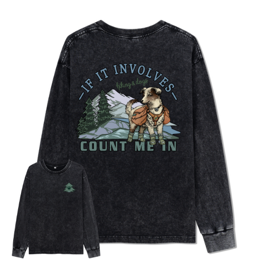 Hiking & Dogs Adventure Washed Long Sleeve Top